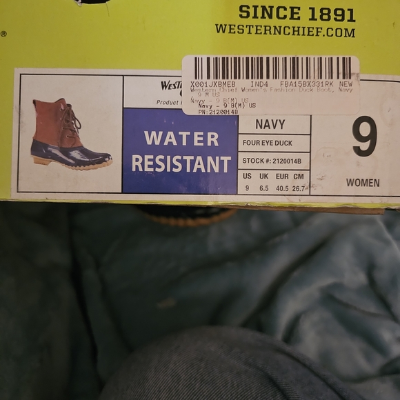 Western Chief Navy and Brown Water-Resistant Rain Boots - Picture 3 of 11